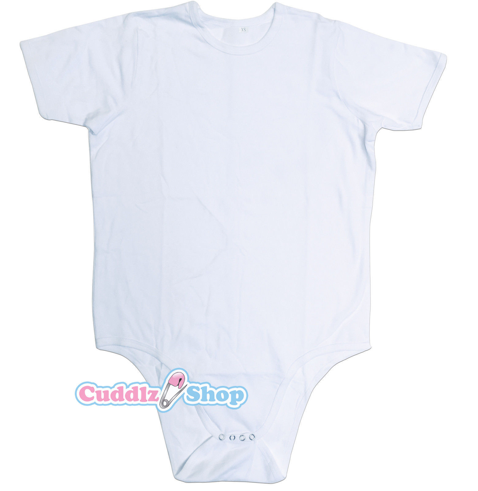 Cuddlz Short White Cotton Adult Baby Grow Romper ABDL Body Suit Onesie